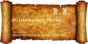 Mildenberger Milán névjegykártya