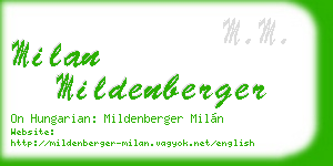 milan mildenberger business card